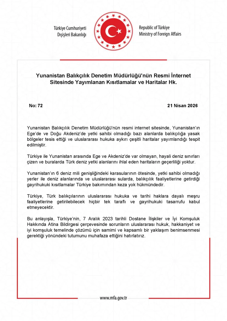 Yunanistan’ın Deniz Düzenlemelerine Türkiye’den Tepki!