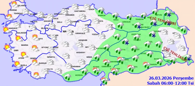 Yurt Genelinde Yağış ve Çığ Tehlikesi Uyarısı!