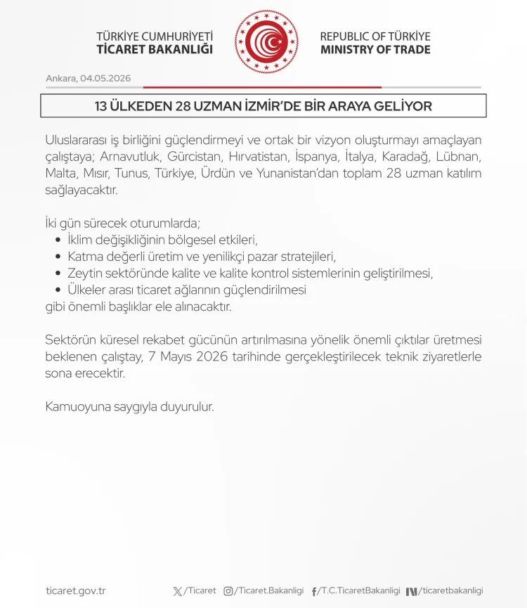 Zeytin Sektörü İçin Uluslararası Çalıştay İzmir’de