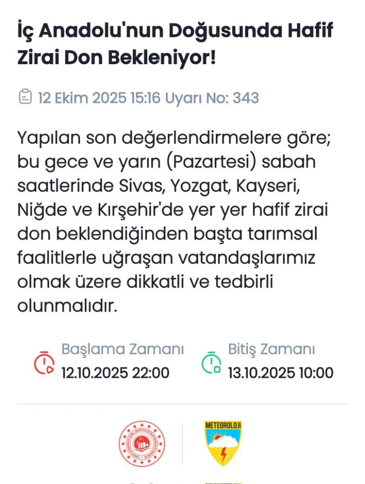 Zirai Don Uyarısı: Tarım Üreticileri Dikkat!